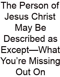 The Person Of Jesus Christ May Be Described As Except—What You’re Missing Out On