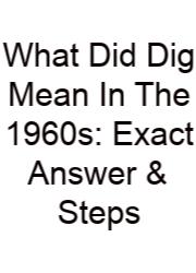 What Did Dig Mean In The 1960s: Exact Answer & Steps