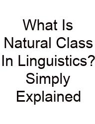 What Is Natural Class In Linguistics? Simply Explained